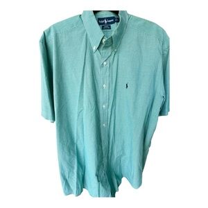 Polo Ralph Lauren Blake Green & White Short Sleeve Button Down Gingham Shirt L